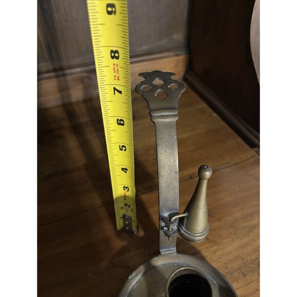 Antique 19th century brass candle holder chamberstick With Snuffer - Picture 7 of 9